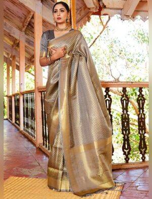 Golden Grey Woven Kanjivaram
